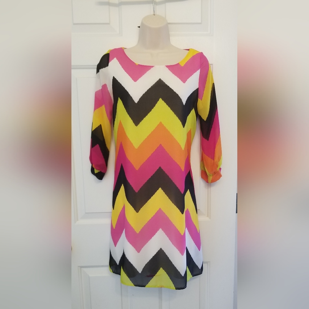 Colorful Chevron Striped Sheath Dress, Rachel Kate, Small